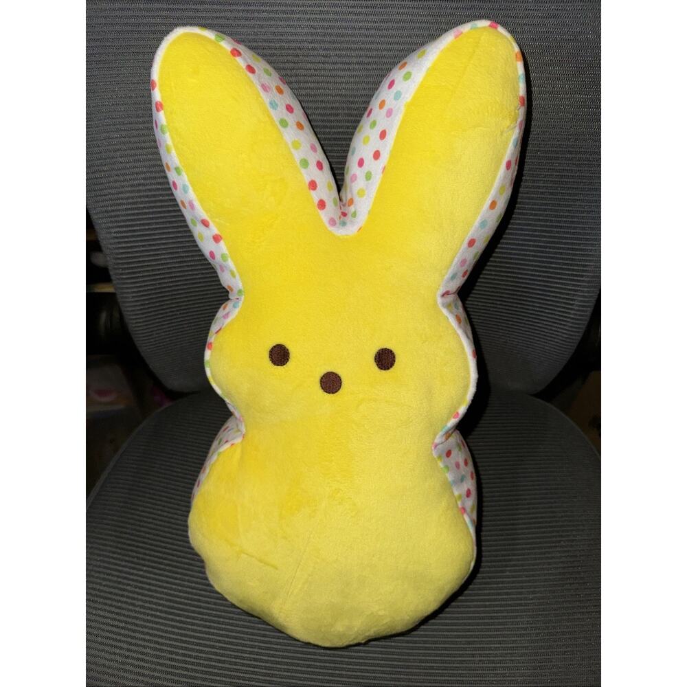 Peeps Yellow Polka Dot Easter Bunny 17” Cotton Candy Scented Spring Plush NWT